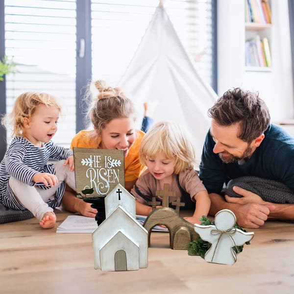Påsk Trä Ängel Hus Laminerad Bricka Dekoration
