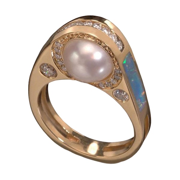 Kultainen Naisten Sormus Elegantti taiteellinen Faux Pearl Sormus Korutarvikkeet US 8