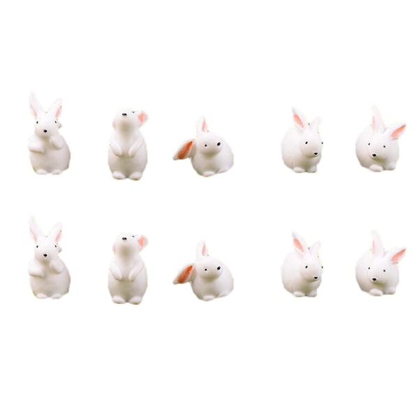 12 st tecknad harts djurdekor Bedårande kaninprydnad DIY-kanin mikrolandskap (slumpmässig stil)