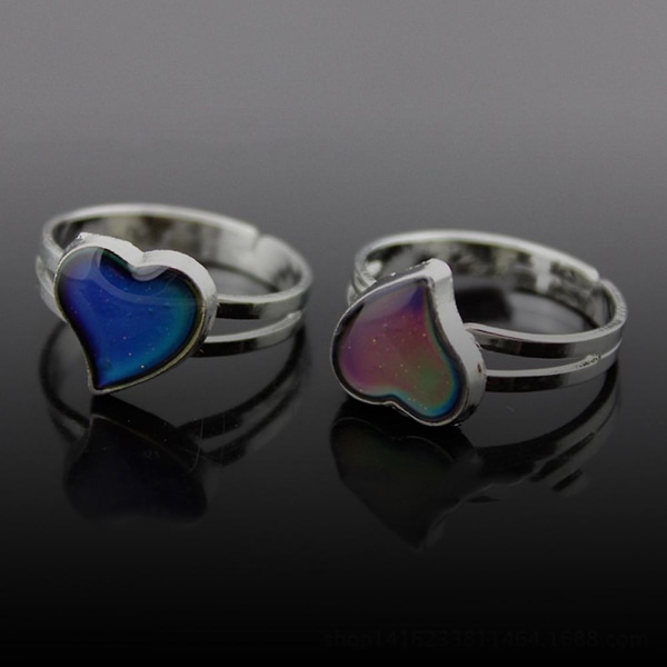 Unisex Fashion Hjerteform Farve Udskiftelig Mood Smykkeelskere Par Ring