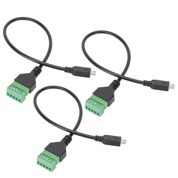 3-Pin Micro USB Hane till 5-Pin Skruvsköld Lödfri Terminal Plug Adapter Kabel