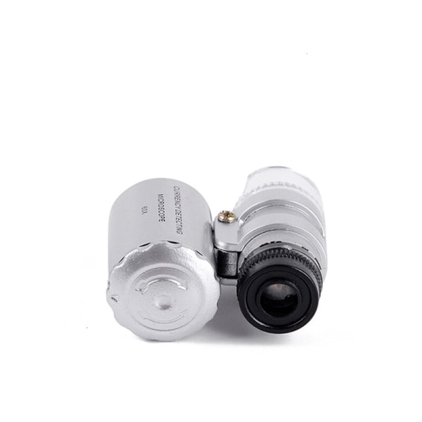 Mini Pocket Microscope 60X Portable Handheld Magnifier Juvelerare LED-förstoringsglas - Silver