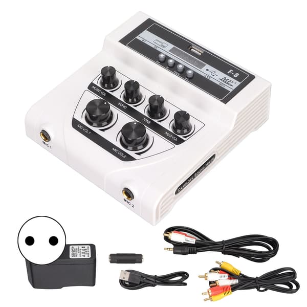 Mini Lydmikser Bluetooth Opptak MP3 Hjem Karaoke Stereomikser for TV PC Smartphone 100‑240V EU-plugg