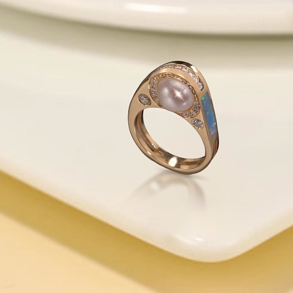 Kultainen Naisten Sormus Elegantti taiteellinen Faux Pearl Sormus Korutarvikkeet US 7