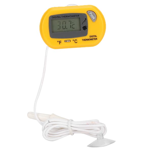 Digital LCD Sensor Akvarium Vattentermometer Styrenenhet Kabelansluten Akvarietillbehör Gul