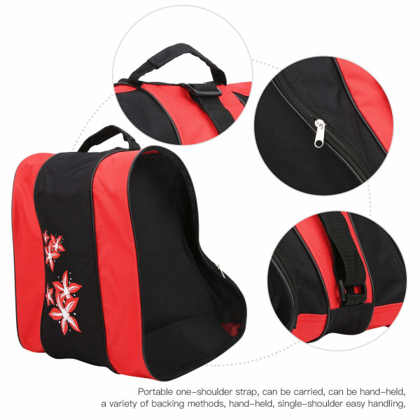Skate taske, 3-lags nylon inline skate rygsæk til børn og voksne, rød