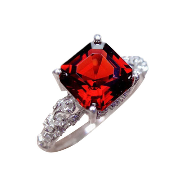 Kvinnor Ring Geometrisk Faux Moissanite Smycken Mode Utseende Öppningsring för bröllop Red