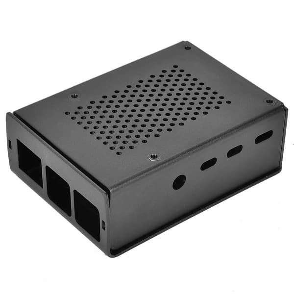 Raspberry Pi 4 Model B Sort Aluminium Kabinet med Køleblæserbeslag