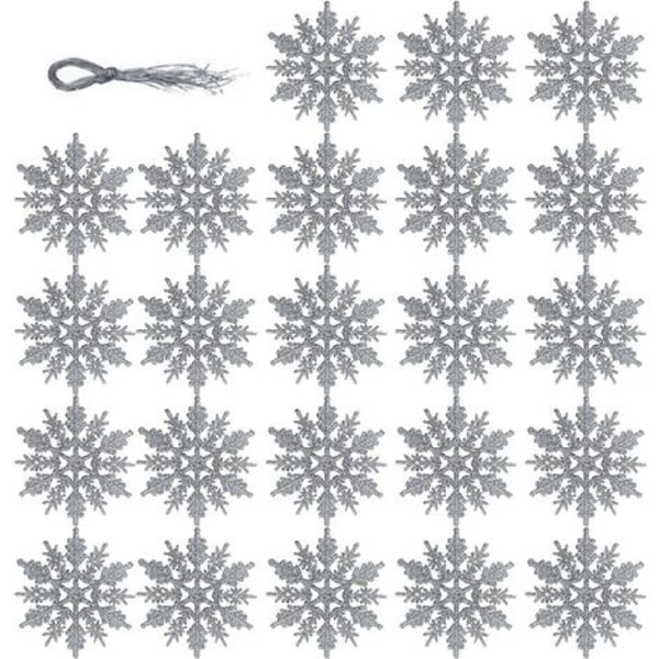 20 kpl Joulukoristeita lumihiutaleita joulukuuseen - Halkaisija: 10 cm - Hopea