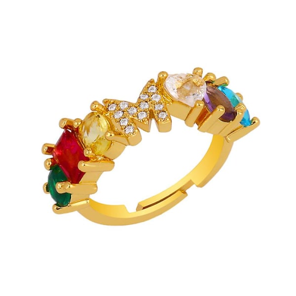 Ring Vintage Zircon Farverigt Brev Modesmykker Ac9362 M