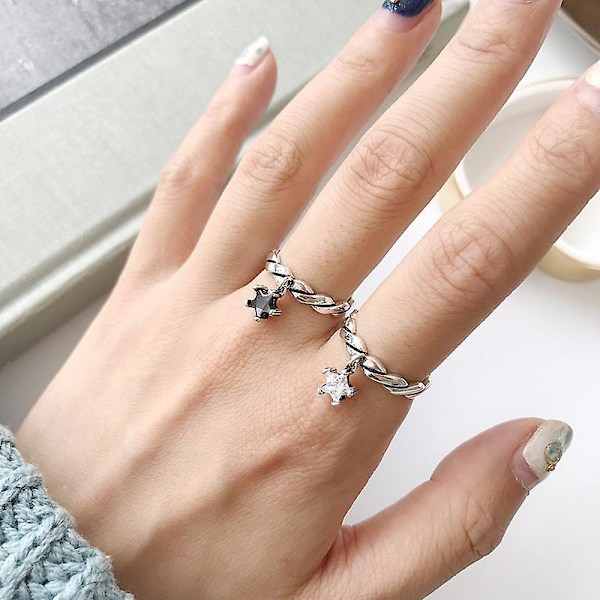 Ring Silver S925 Justerbara Modesmycken Ac7473 White