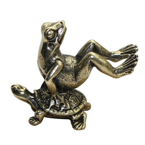 2 X käsintehty sammakkokilpikonna figuurinen hieno symboli messinki minieläin tee lemmikki pöytäkoneelle