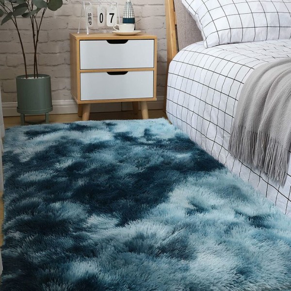 Tummansininen 80 * 160 cm gradientti solmittava olohuone sohvapöytä makuuhuone muhkea suorakaiteen muotoinen lattiamatto, wc, wc jne