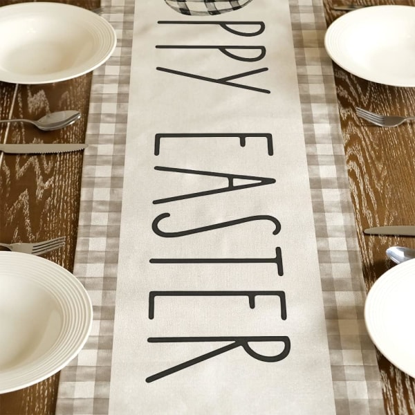 72" påskebøffel plaid bordløber, indendørs forårsferie bondehus bordindretning bunny cafe restaurant, 2 stk.