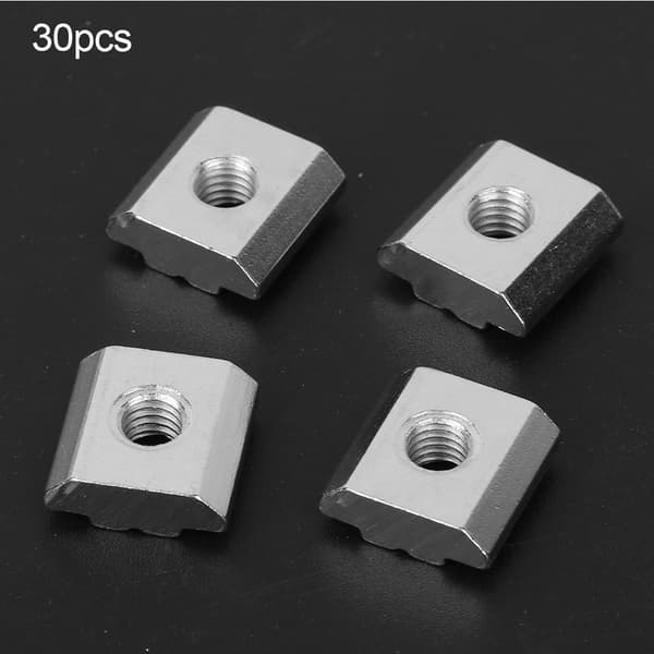 30 stk. T-spormuttere M6 gjenge aluminiumsprofil skyvemutterblokkfester