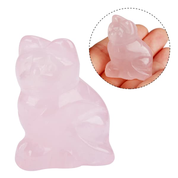 Rose Quartz Kitten Formet Helbredende Krystall Edelsten Dekorasjon