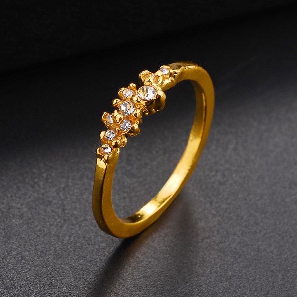 Kvinnor Ring 9 Rhinestones Geometriska Smycken Söt Mode Utseende Fingerring För Bröllop Golden US 9