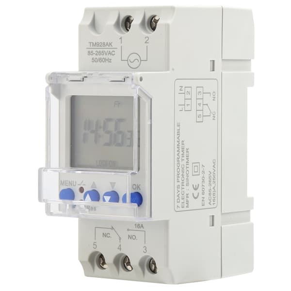 Digital Analog Timer Switch DIN-skena Stor Skärmdisplay Programmerbar 85‑265V 16A