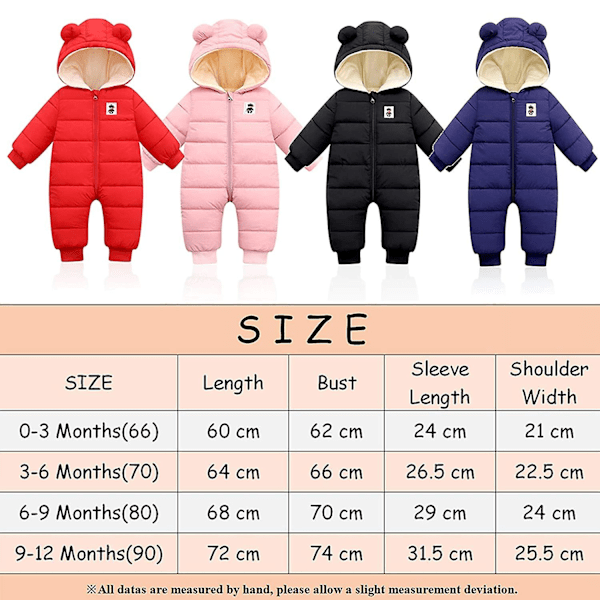 Jumpsuit med huva i dun bomull, rosa, 80 cm