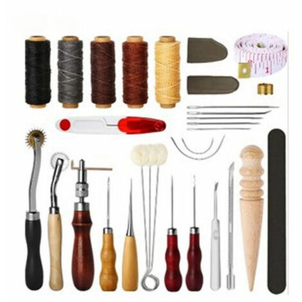 Læder syværktøj Reparationssæt 31 stykker håndsyning Craft DIY Kit
