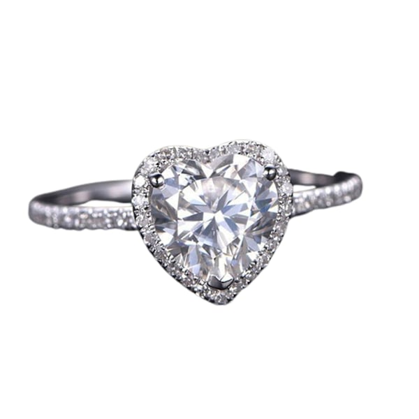 Kvinder Ring Hjerte Form Rhinestones Smykker Galvanisering Mode Udseende Fingerring til bryllup US 8