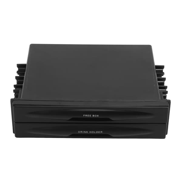 2 i 1 Bilradio Opbevaringsboks Multifunktionel ABS Universal 1DIN 2 Lag Sort Kopholder til Opsamling af Genstande