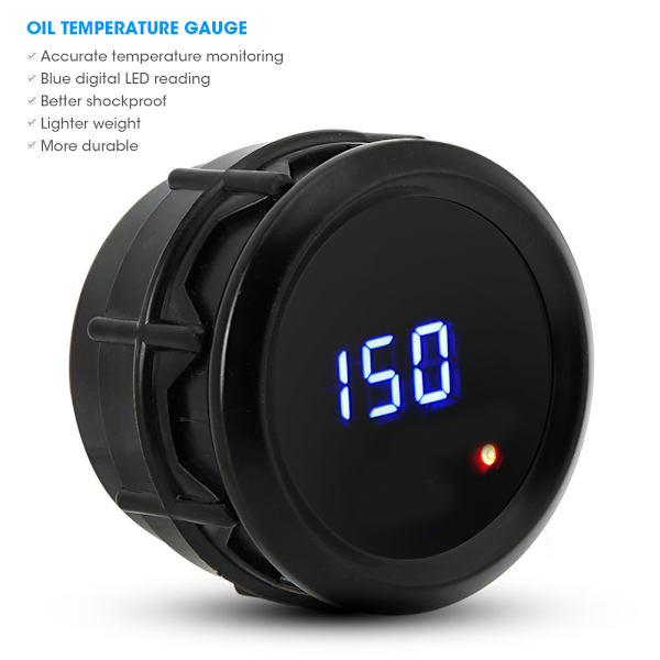 52mm Blå LED Digital Olietermometer med Sensor 40 til 150 Grader Celsius Temperaturmåler