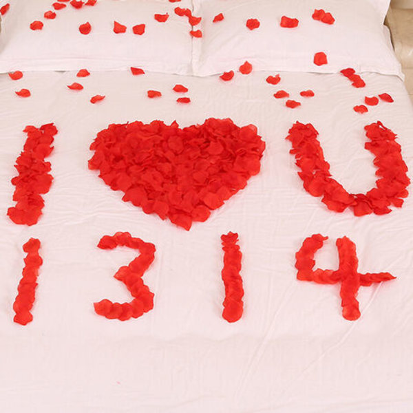 800 stycken konstgjorda röda kronblad, röda kronblad, rosenblad – bröllop, alla hjärtans dag, mittpunkt, födelsedag, romantisk atmosfär，5,5*5,3 cm Fonepro