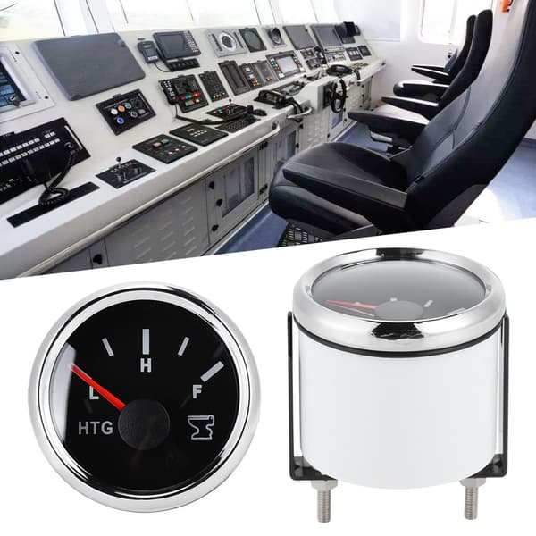 52mm 2 Tommer Marine Båd RV Spildevandstank Niveau Måler HTG Sensor 0-190 Ohm 9-32V Sølvramme Sort Skive