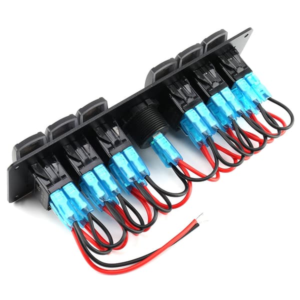 6 Gang Rocker Switch Panel Farverig LED Voltmeter til RV Bil Marine Båd