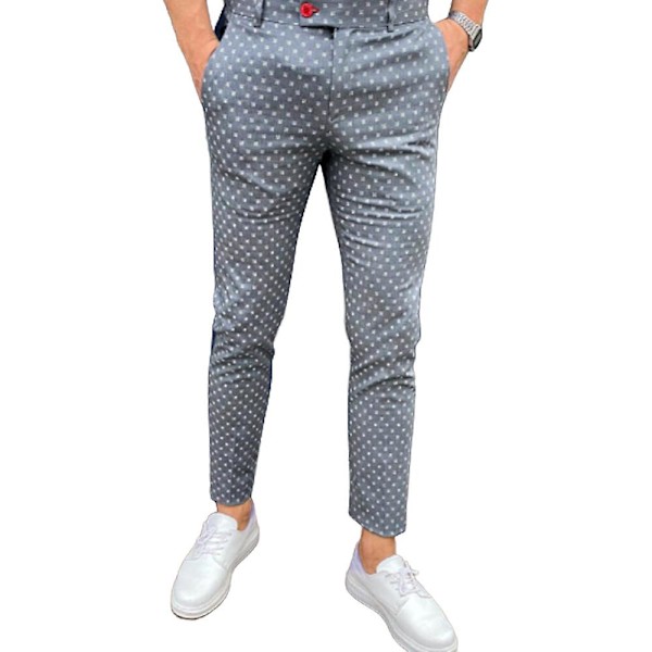 Miesten suorat Business Dot -housut Grey L