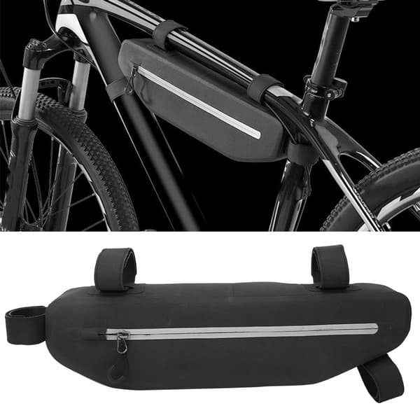 Vattentät cykelramväska i nylon för utomhusbruk, triangulär, framrör, cykelhållare, väska, tillbehör, svart, 2L