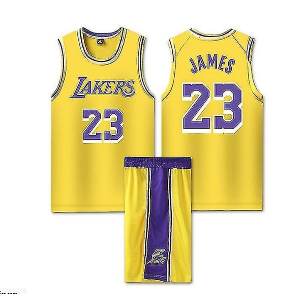 Lakers nr. 23 James Basketball Jerseysæt Yellow Child XS (110-120cm)