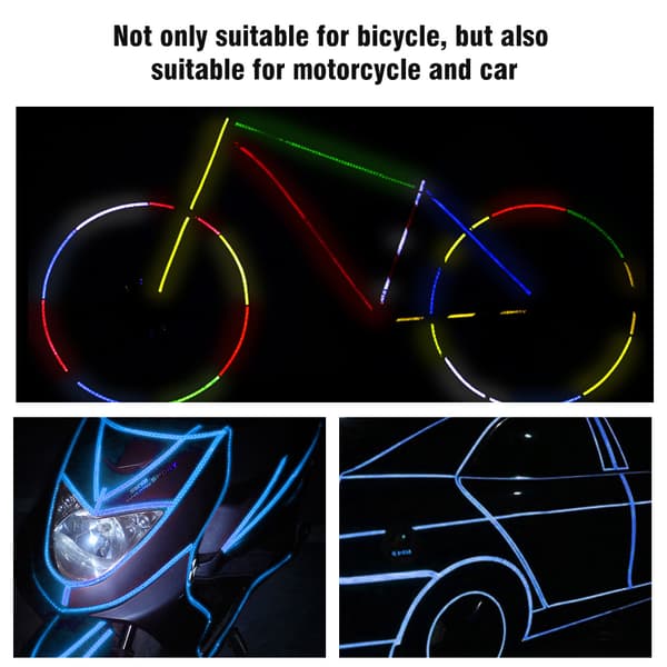 2 rullar blå cykel säkerhet hjul reflekterande dekal remsa tejp