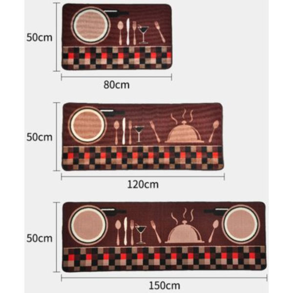 2kpl Liukumattomat keittiömatot kumi selkäsuojamatto (punainen pioni 50X80+50X150cm)