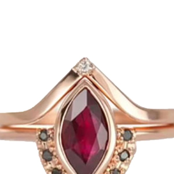 2 stk/sæt Rhinestone Retro Par Ringe Legering Rød Prismatisk Faux Krystal Finger Ringe Charm smykker US 8