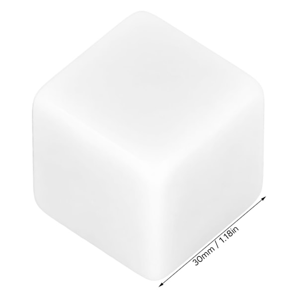 6-Pakning Blank Terning Sett: Rettvinklede Plastkuber for Klasseromsspill, DIY Matte & Festmoro, Hvit