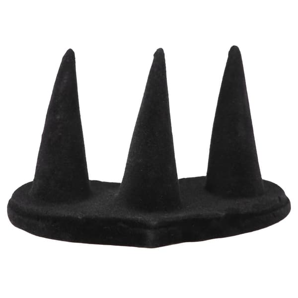 Sort Fløjl 3 Finger Ring Display Holder Smykke Organizer