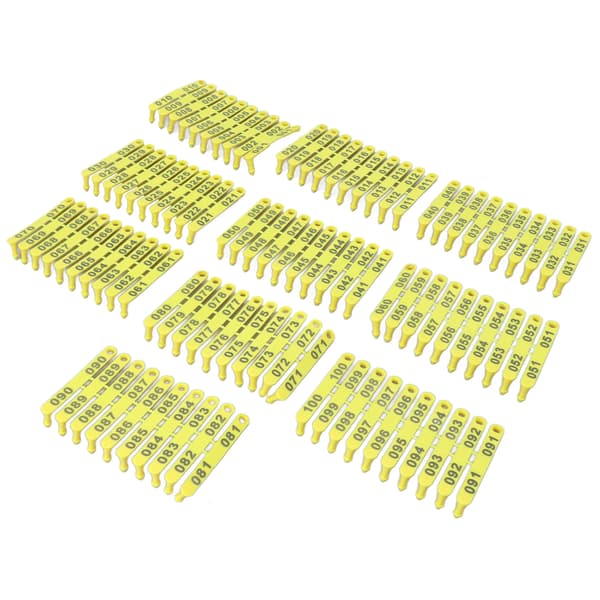 100 STK 1-100 Plastikk Øremerker for Dyr Integrert Fargeekte Husdyrfe Sau Gris Geit