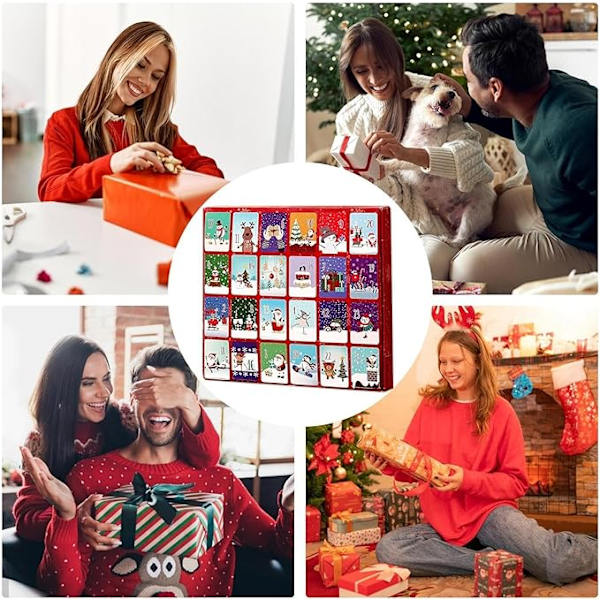 Julklappskalender med 24 par strumpor, 24 par julstrumpor, tryckta mönsterstrumpor, andningsbara mjuka vinterstrumpor för män och kvinnor