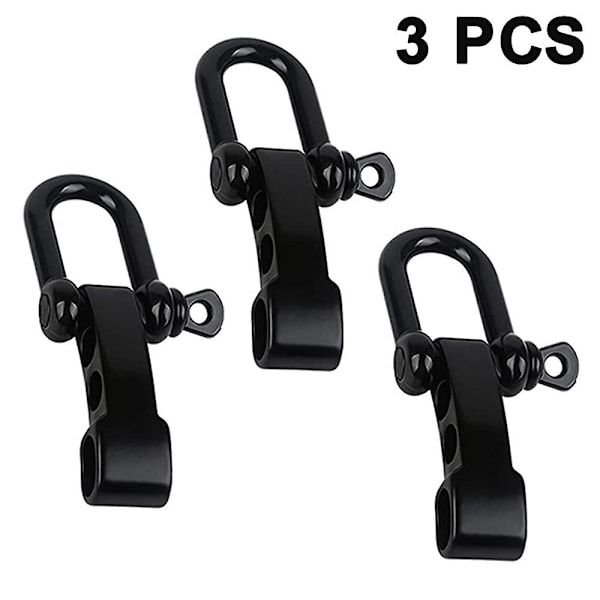 Piao 3 stycken U-format spänne utomhusparaplyrep Armband Tillbehör Justeringsspänne U-format stålspänne Gun Black Suit