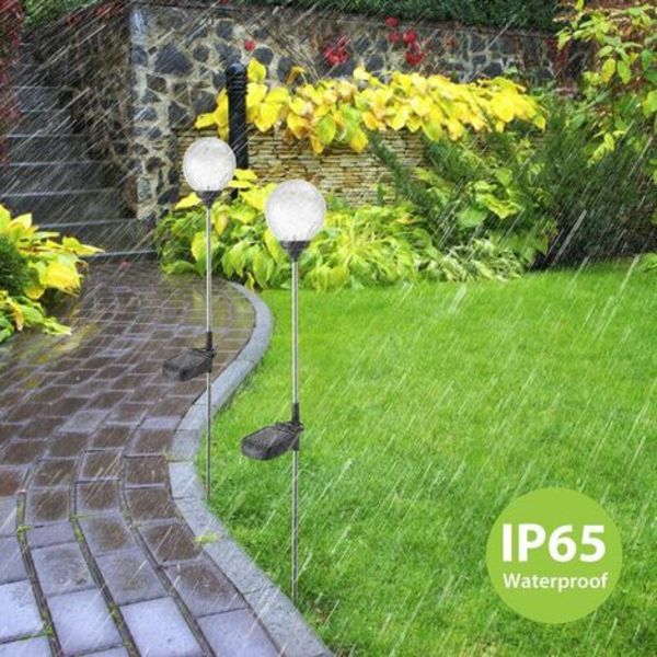 LED Solar Garden Light Set med 4 glaskulor, LED Solar Globe Stakes, Färgskiftande LED Trädgårdslampor för utomhusbruk, Garde