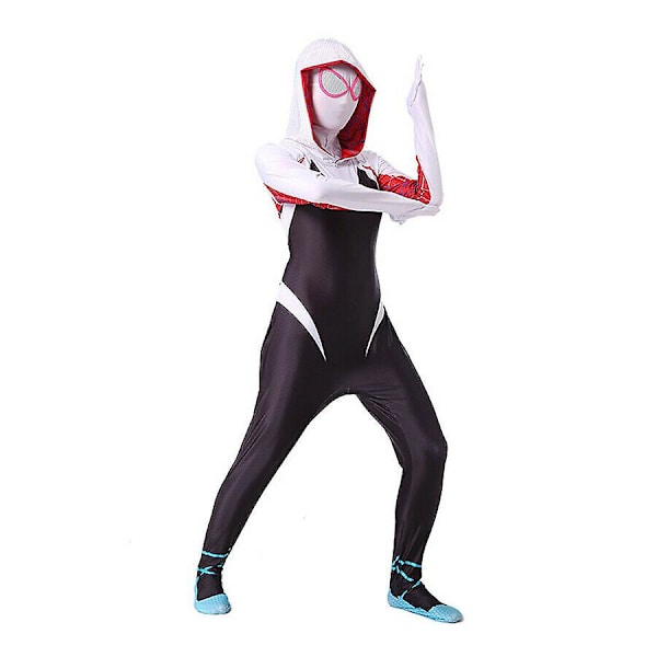 Gwen Stacy Women Girls Spiderman Cosplay Jumpsuit -huppari 140cm