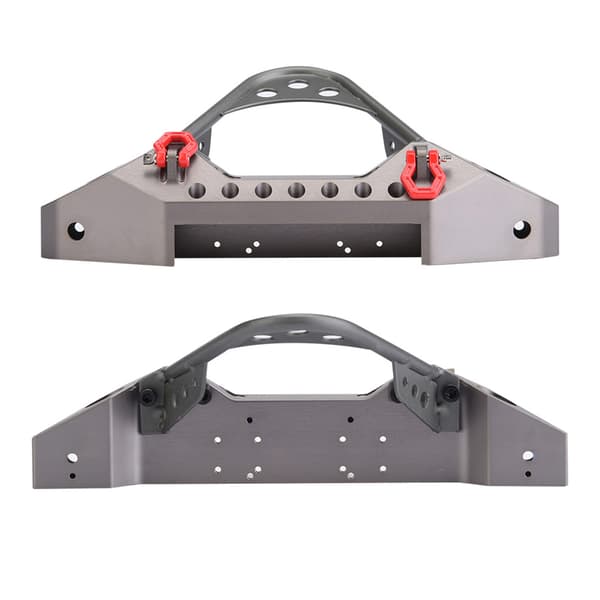 Metal Front Bumper med 2 LED-lys til Traxxas TRX-4 1/10 RC Crawler Bil (Titanium Farve)