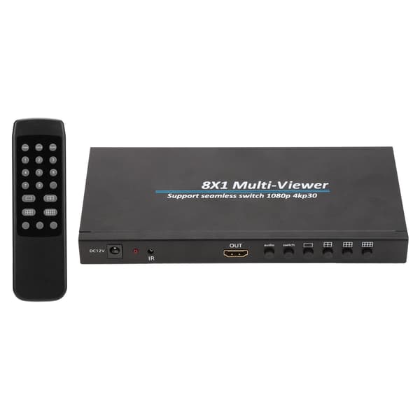 8x1 HD Multimedia Interface Skärmdelare Multi Viewer Divider för Spel Säkerhetsövervakning 110-240V EU-kontakt