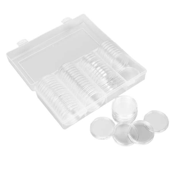 Klar 60-pack 41 mm myntkapslar förvaringslåda för myntsamlare