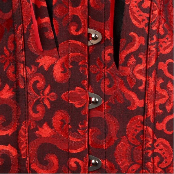 Jacquard vest shapewear, stropløst korset Black*Red XXL
