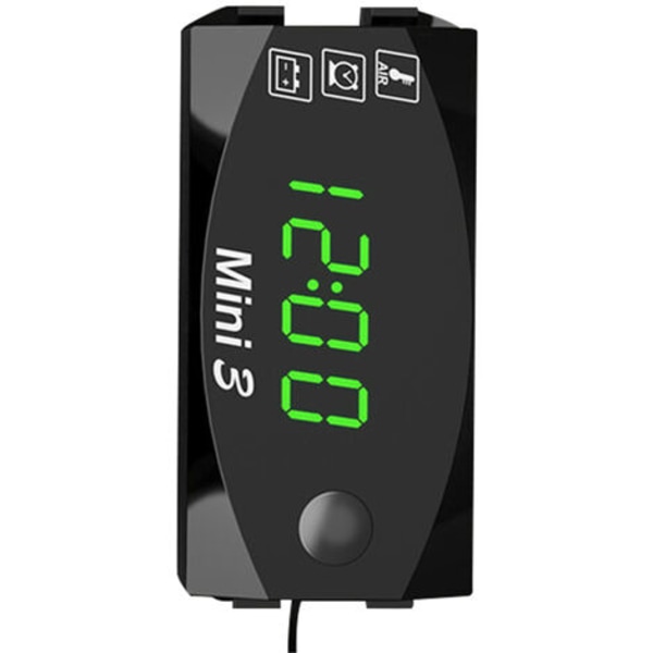Elektronisk urtermometer tre-i-én LED elektronisk ur 12V storskærm universal IP67 velegnet til alle 6-30V motorcykler, biler og shi