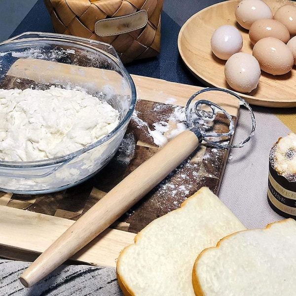 Manuel Coil Flour Mixer Coil Flour med egetræshåndtag