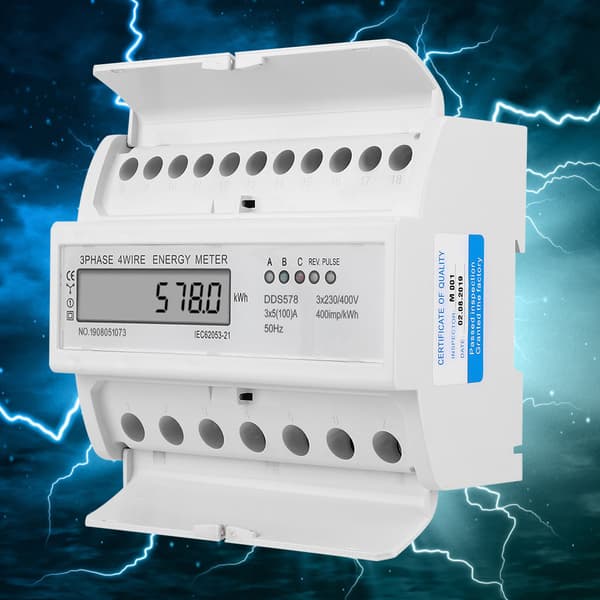 DDS578 3-fas 4-tråds 7P 380V Elmätare LCD-display Watt-timer